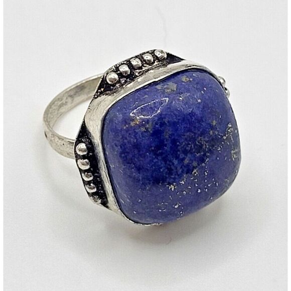 Bohemian Lapis  Square Ring sz 10 - Picture 1 of 7
